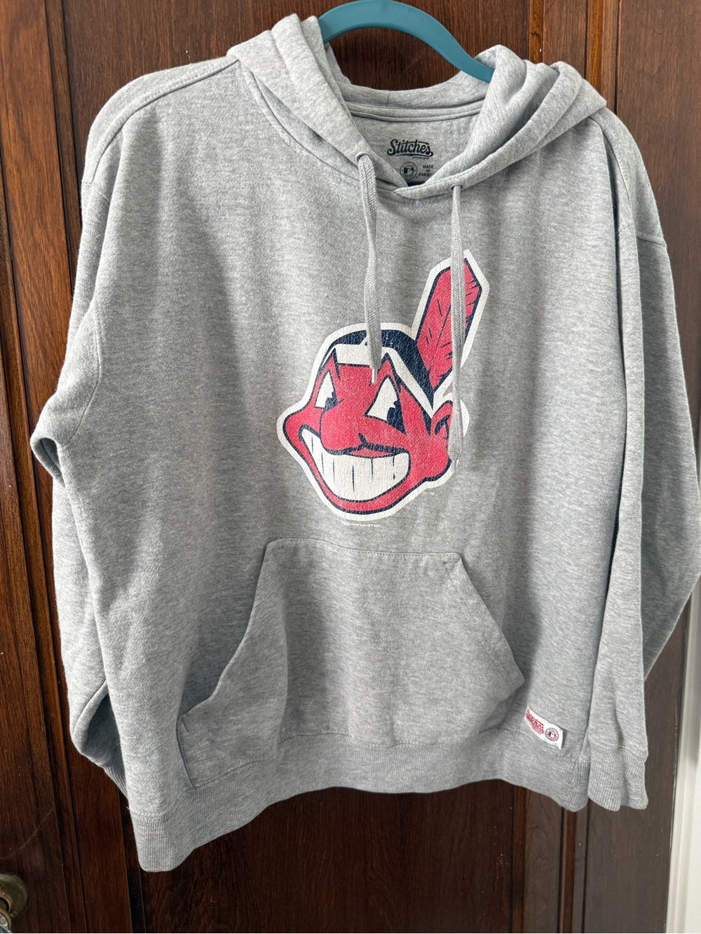 Cleveland Indians Chief Wahoo Guardians Stitches Hoodie | Small Unisex